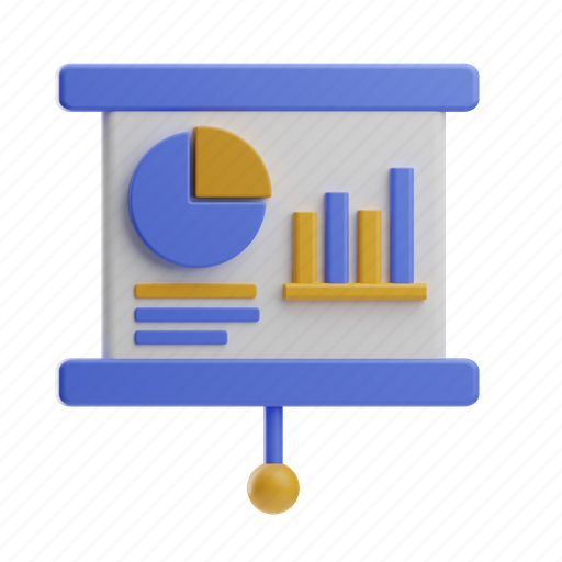 Presentation, graph, report, data, chart, business, office 3D illustration - Download on Iconfinder