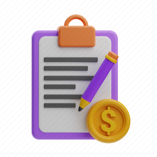 Budgeting, planning, clipboard, money, data, finance, business 3D illustration - Download on Iconfinder