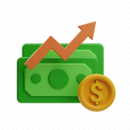 Growth, up, investment, money, profit, finance, business 3D illustration - Download on Iconfinder