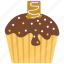 caramel cupcake, chocolate cake, chocolate cupcake, chocolate muffin, small cake 
