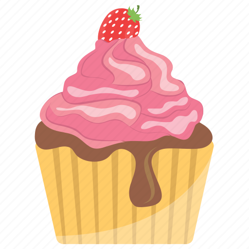 Cupcake, small cake, strawberry cupcake, strawberry muffin, sweet cake icon - Download on Iconfinder