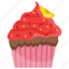 frosting cupcake, frosting muffin, red cupcake, small cake, sweet cake 