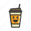 coffee, cup, emoji, emoticon, emotion, expression 
