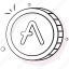 aave, coin, crypto, digital, currency, cryptocurrency, money 