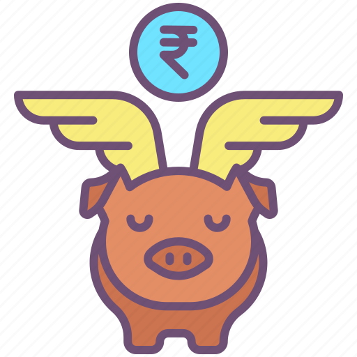 Piggy, bank, with, wings, 2 icon - Download on Iconfinder