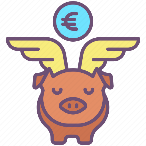 Piggy, bank, with, wings icon - Download on Iconfinder