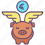 piggy, bank, with, wings 