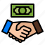 deal, hand, money, partnership, shake 