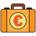 briefcase, euro, bag, business, currency, money