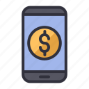 currency, smartphone, dollar, money, finance, business