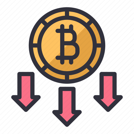 Currency, bitcoin, crypto, down, money, digital, business icon - Download on Iconfinder