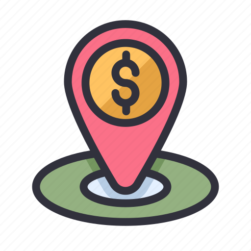 Currency, map, dollar, coin, money, location, pin icon - Download on Iconfinder