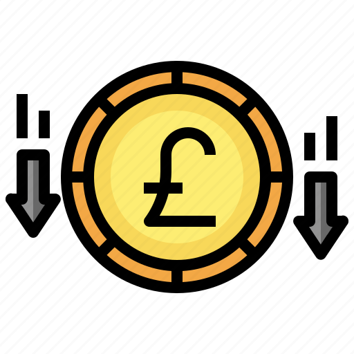 Decrease, loss, pound, sterling, money, currency icon - Download on Iconfinder