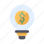currency, dollar, money, finance, business, lamp, bulb 