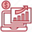 profit, bar, chart, growth, laptop, dollar 