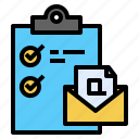 checklist, clipboard, mail
