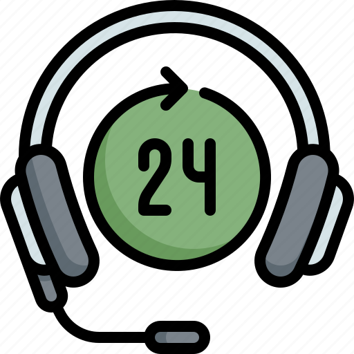 Headphone, 24 hours, customer, support, service, help icon - Download on Iconfinder