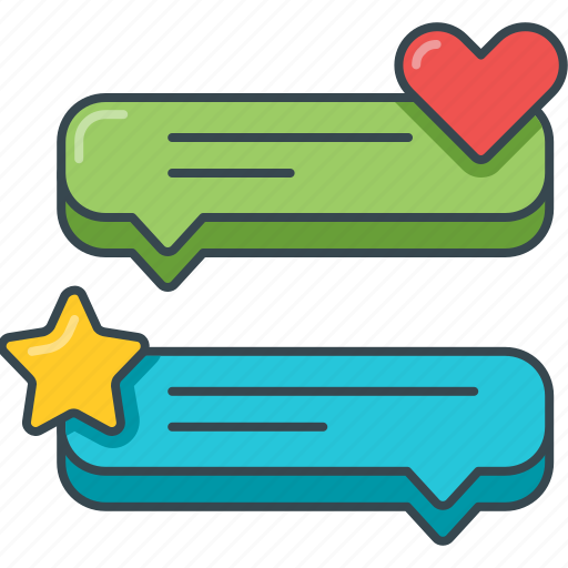 Comment, heart, popular, rating, speech bubble, star, testimonial icon - Download on Iconfinder