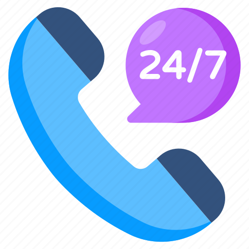 24/7hr service, 24/7hr support, 24 hr call services, phone call, telecommunication icon - Download on Iconfinder