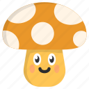 mushroom, face, cute, kids, cartoon, food, and, restaurant, muscaria