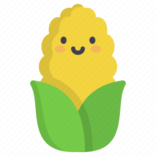Corn, cute, kids, cartoon, organic, vegan, cereal icon - Download on Iconfinder