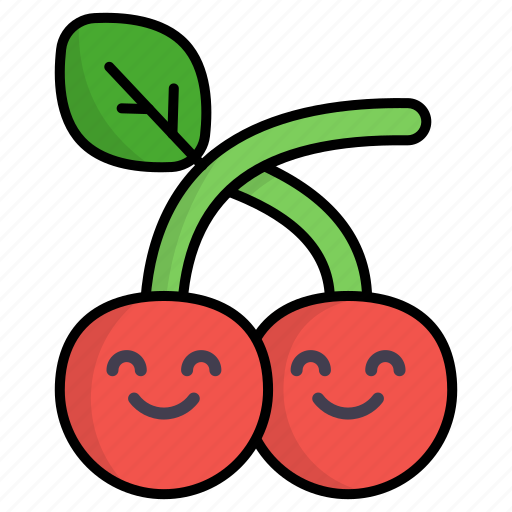 Cherry, cherries, fruit, red, face, cute, vegan icon - Download on Iconfinder