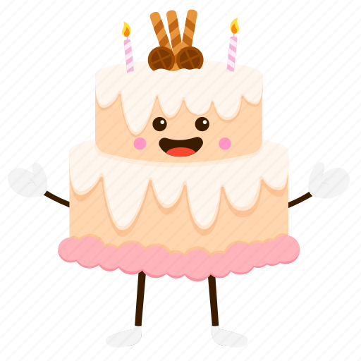 Birthday cake, cake, cute, character, emoticon, dessert, sweet icon - Download on Iconfinder
