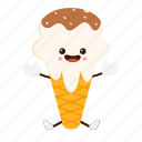 ice cream, sweet, cream, ice, dessert, cone, cartoon, character, cute
