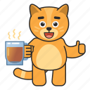 cat, tea, coffee, cup