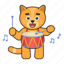 cat, drums, music, play