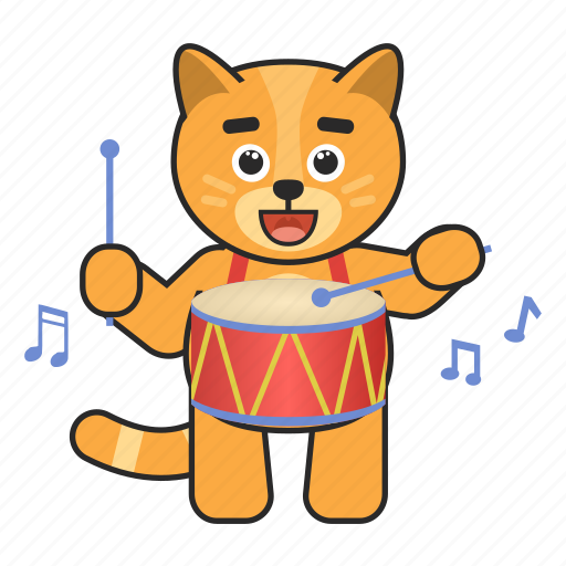 Cat, drums, music, play icon - Download on Iconfinder
