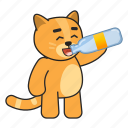 cat, drink, water, bottle