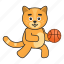 cat, basketball, play, ball 