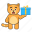 cat, gift, box, present 