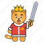 cat, king, sword, royal 
