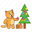 cat, christmas, tree, xmas