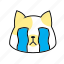 cat, emoji, cry, cute, crying, cartoon, sad, emotion 