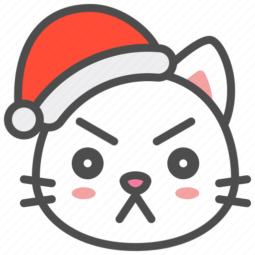 Angry, cat, christmas, hat, kitten, santa, xmas icon - Download on Iconfinder