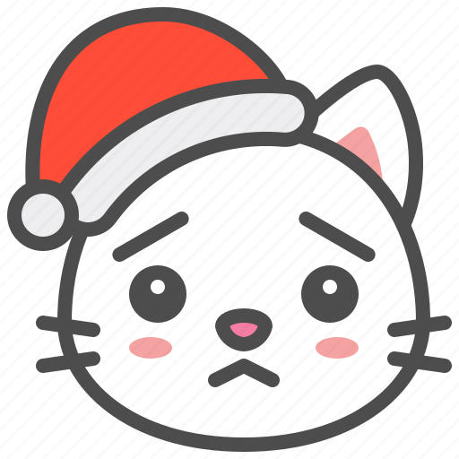 Cat, christmas, hat, kitten, santa, worried, xmas icon - Download on Iconfinder