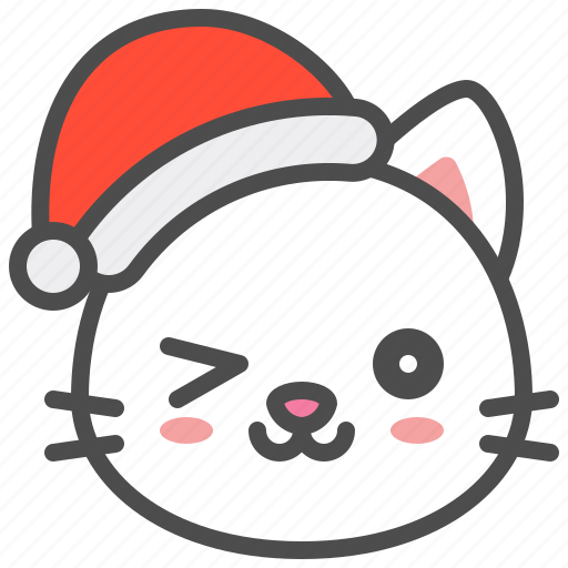 Cat, christmas, hat, kitten, santa, wink, xmas icon - Download on Iconfinder