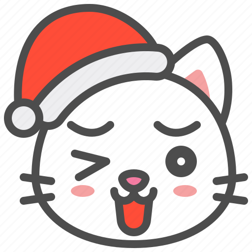 Cat, christmas, hat, kitten, santa, wink, xmas icon - Download on Iconfinder