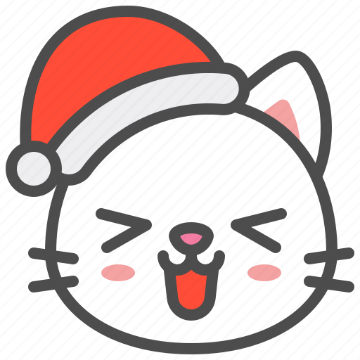Cat, christmas, hat, kitten, laugh, santa, xmas icon - Download on Iconfinder