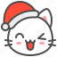 cat, christmas, hat, kitten, santa, wink, xmas 