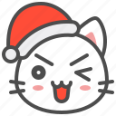 cat, christmas, hat, kitten, santa, wink, xmas