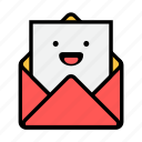 envelope, laughing, letter, mail, message, news, newsletter