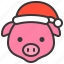 animal, avatar, christmas, farm, hat, pig, xmas 