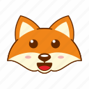 animal, cute, emoji, fox, happy