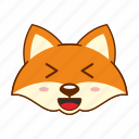 animal, cute, emoji, fox, smile