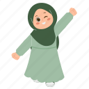 hijab, girl, happy, childhood, kid, character, ramadan, islam, islamic