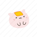 kawaii, cute, emoji, emoticon, cat, cheese, blink